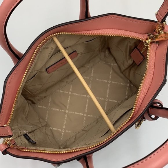 Michael Kors Avril Small Logo Top-Zip Satchel Sunset Rose - Picture 14 of 16